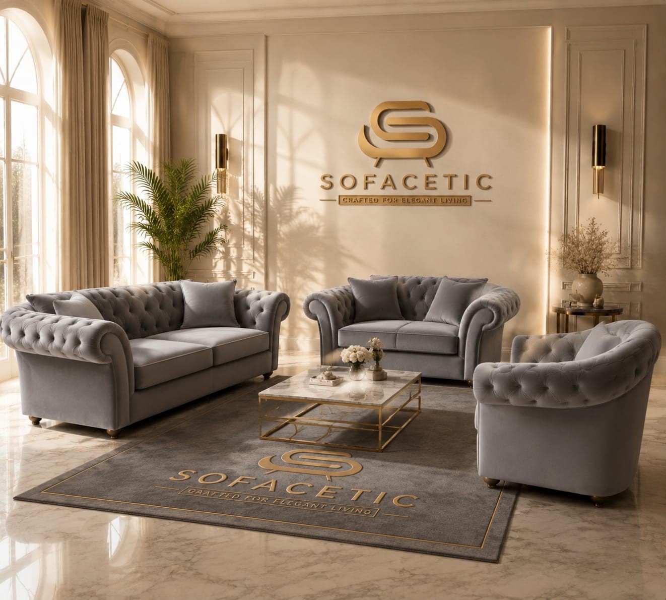 Nicole Plush velvet  Luxury Sofa Set