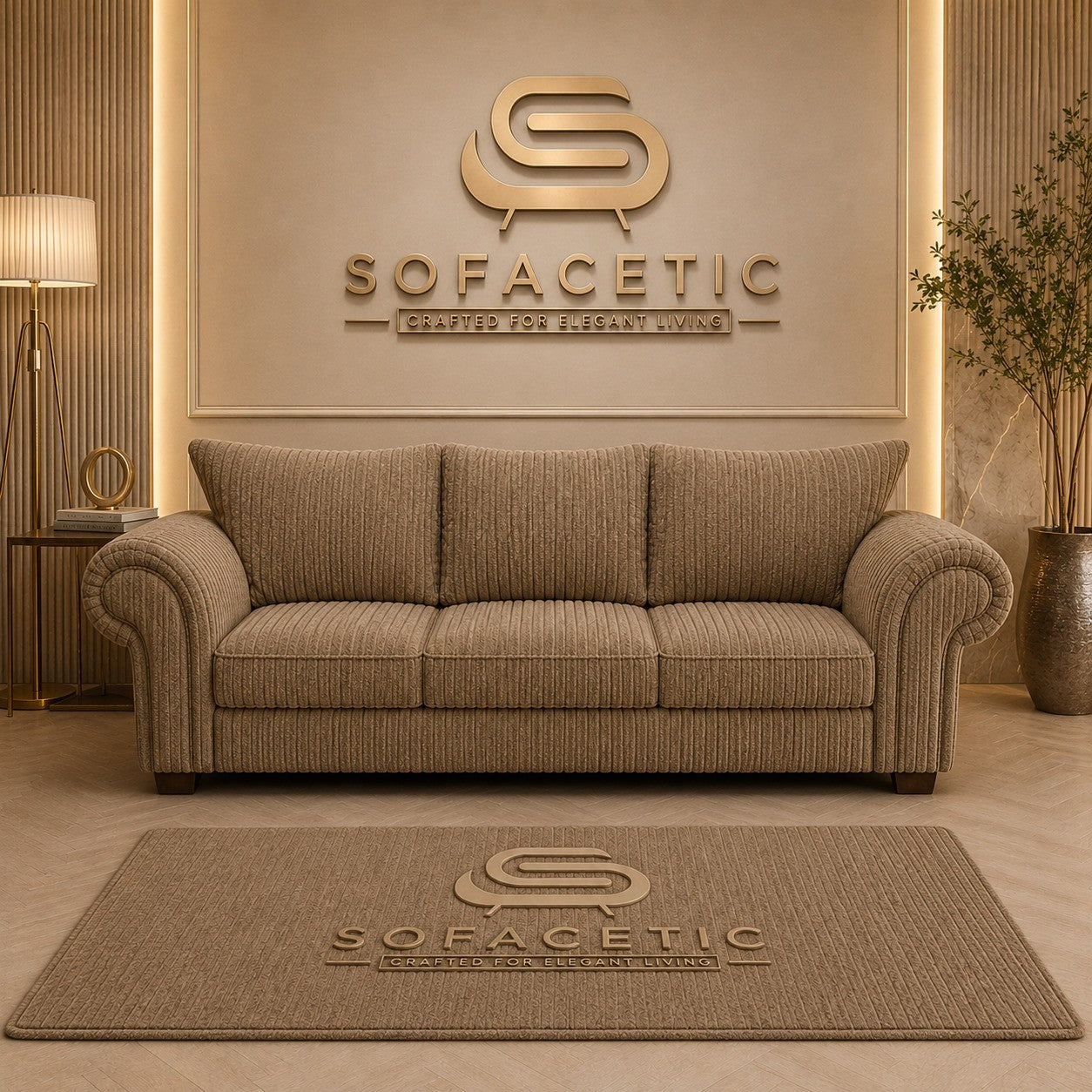 Monzi Jumbo Cord Contemporary Sofa Set