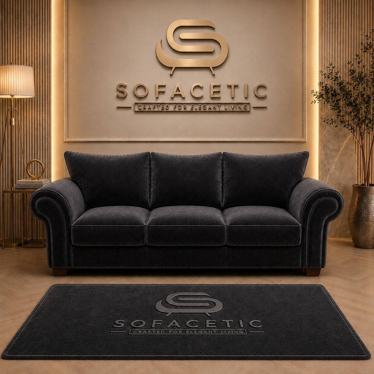Monzi Plush velvet  Contemporary Sofa Set