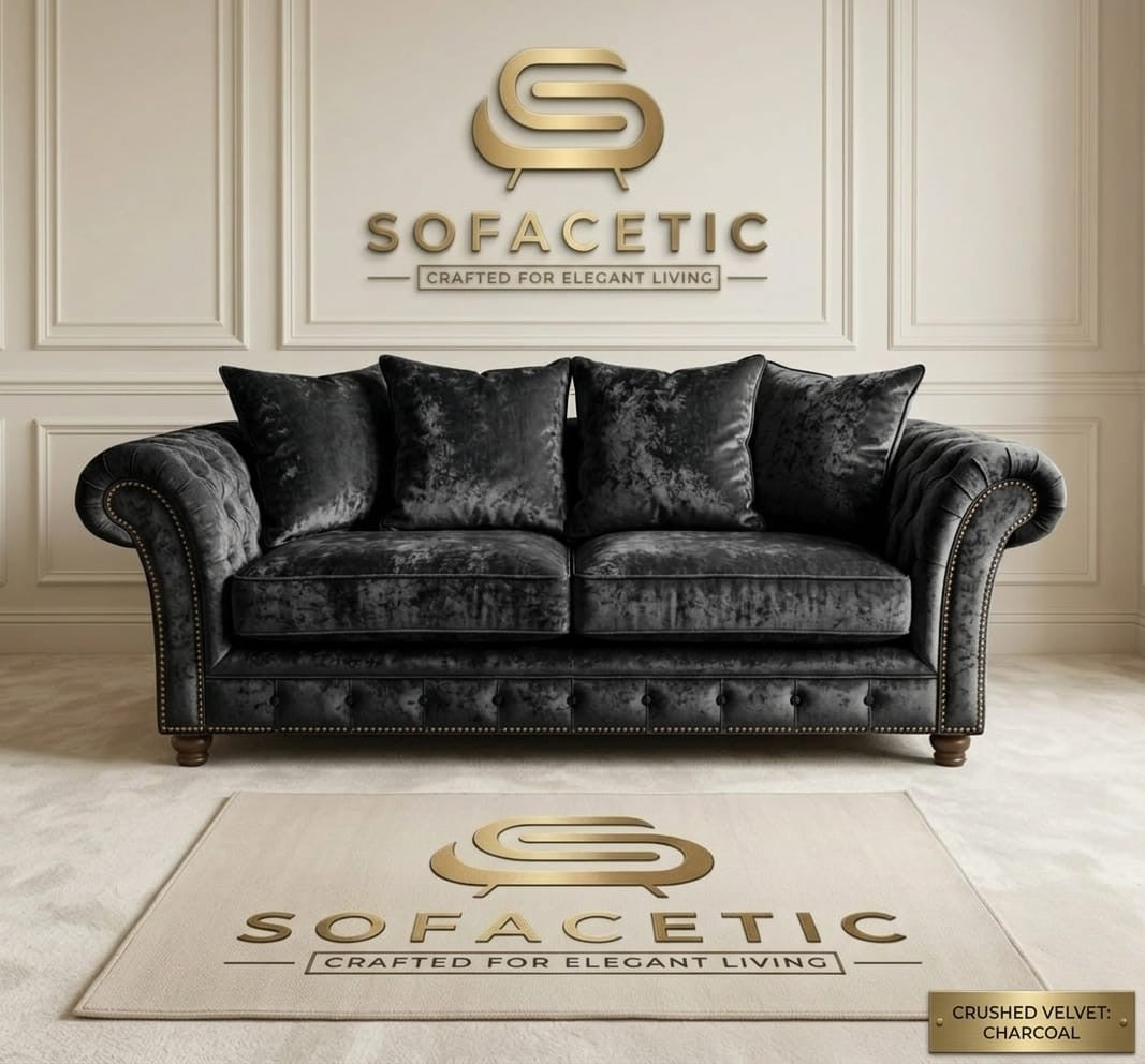 Juxen Crush Velvet Designer Sofa Set