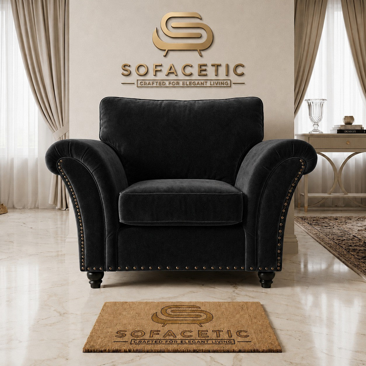 Juxen Plush Velvet Designer Sofa Set