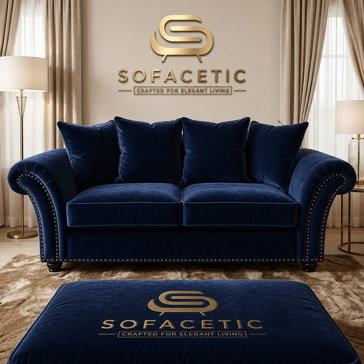 Juxen Plush Velvet Designer Sofa Set