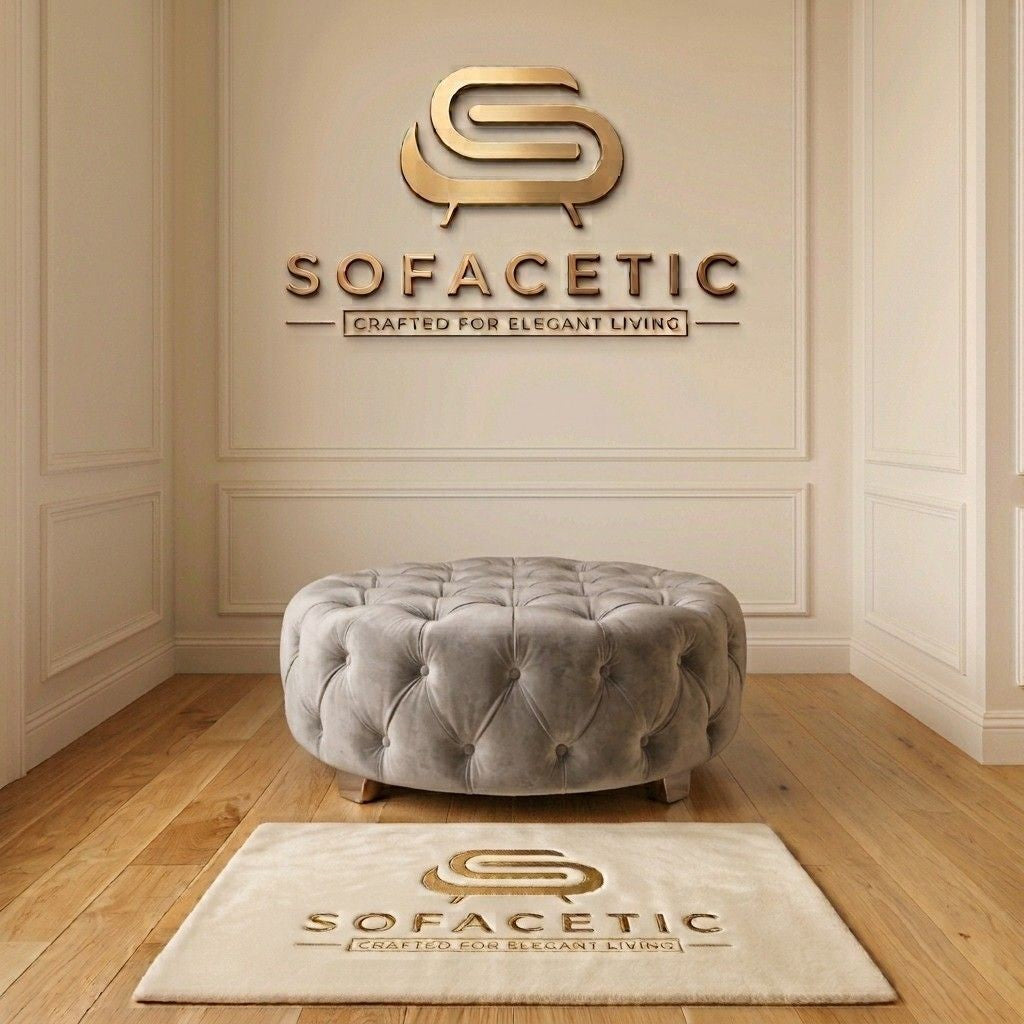 Premium Footstool in Plush Velvet Fabric