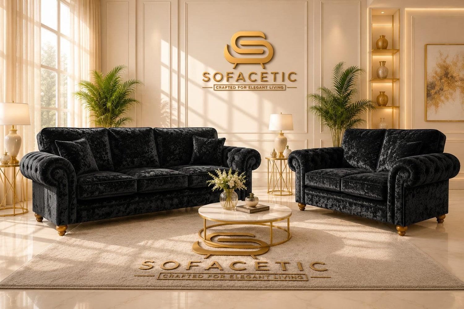 Nicole Crush velvet  Luxury Sofa Set
