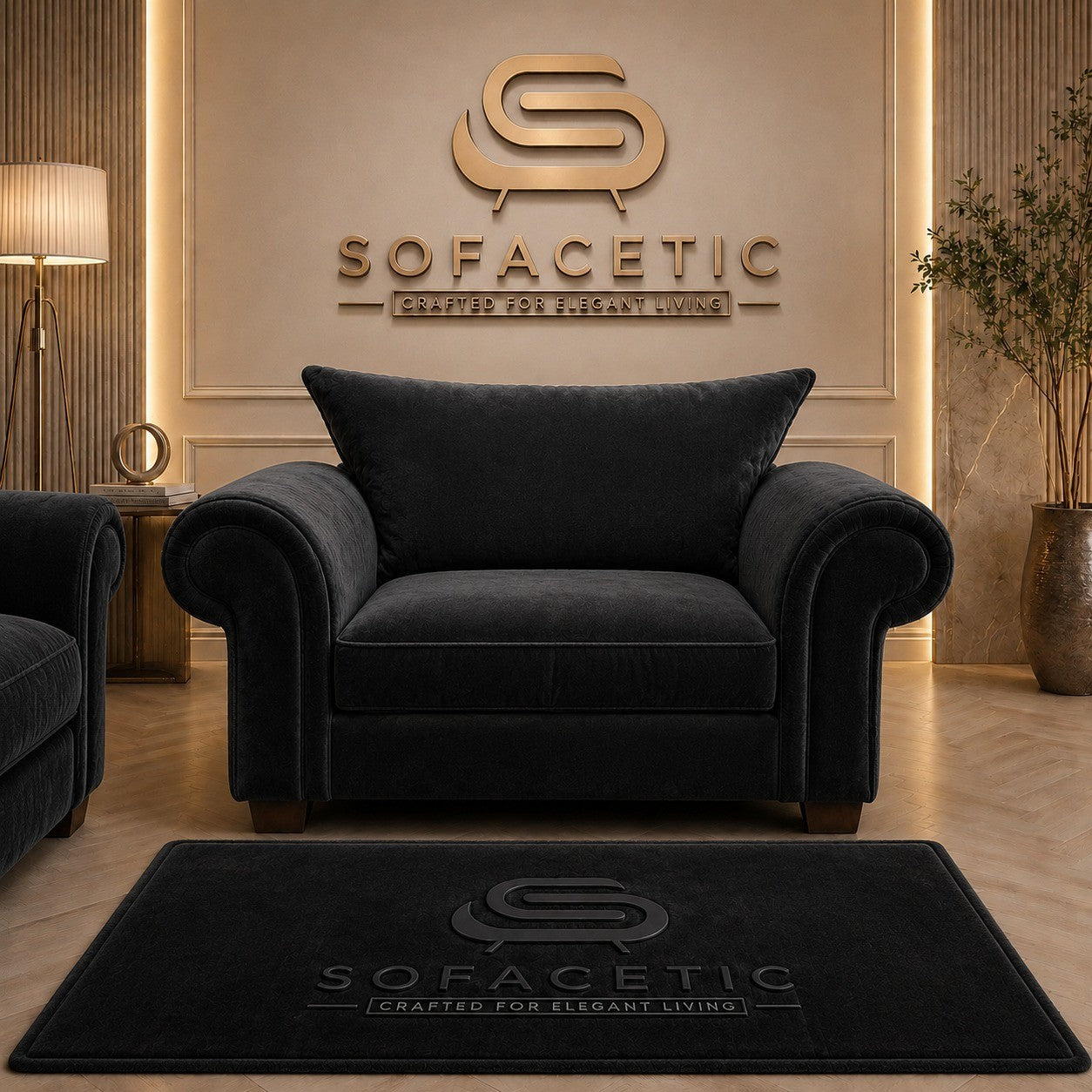 Monzi Plush velvet  Contemporary Sofa Set