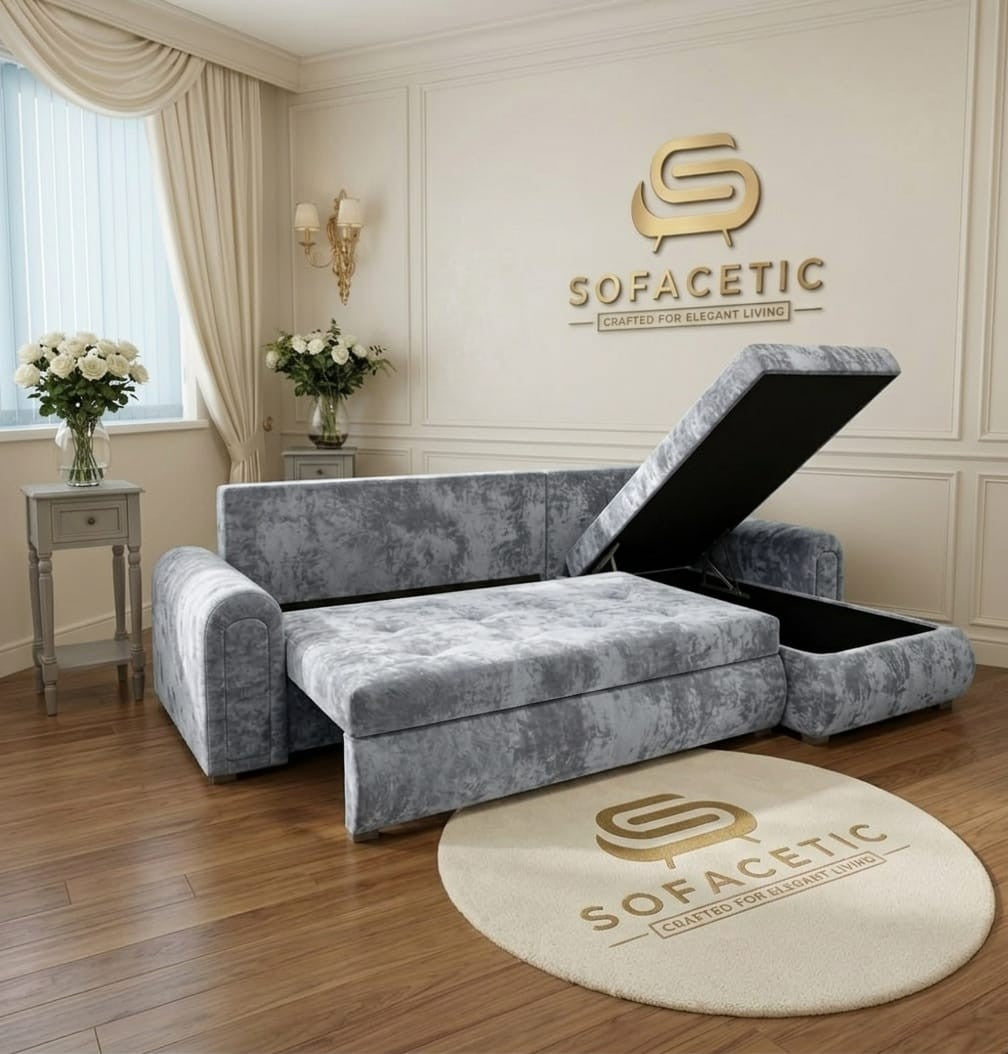 Napnest Crush Velvet Corner Sofa Bed