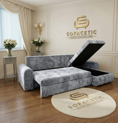 Napnest Crush Velvet Corner Sofa Bed
