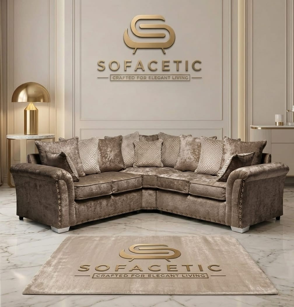 Juxen Crush Velvet Designer Sofa Set