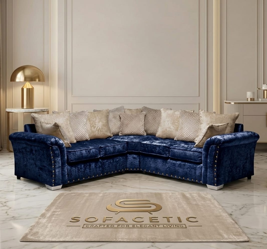 Juxen Crush Velvet Designer Sofa Set