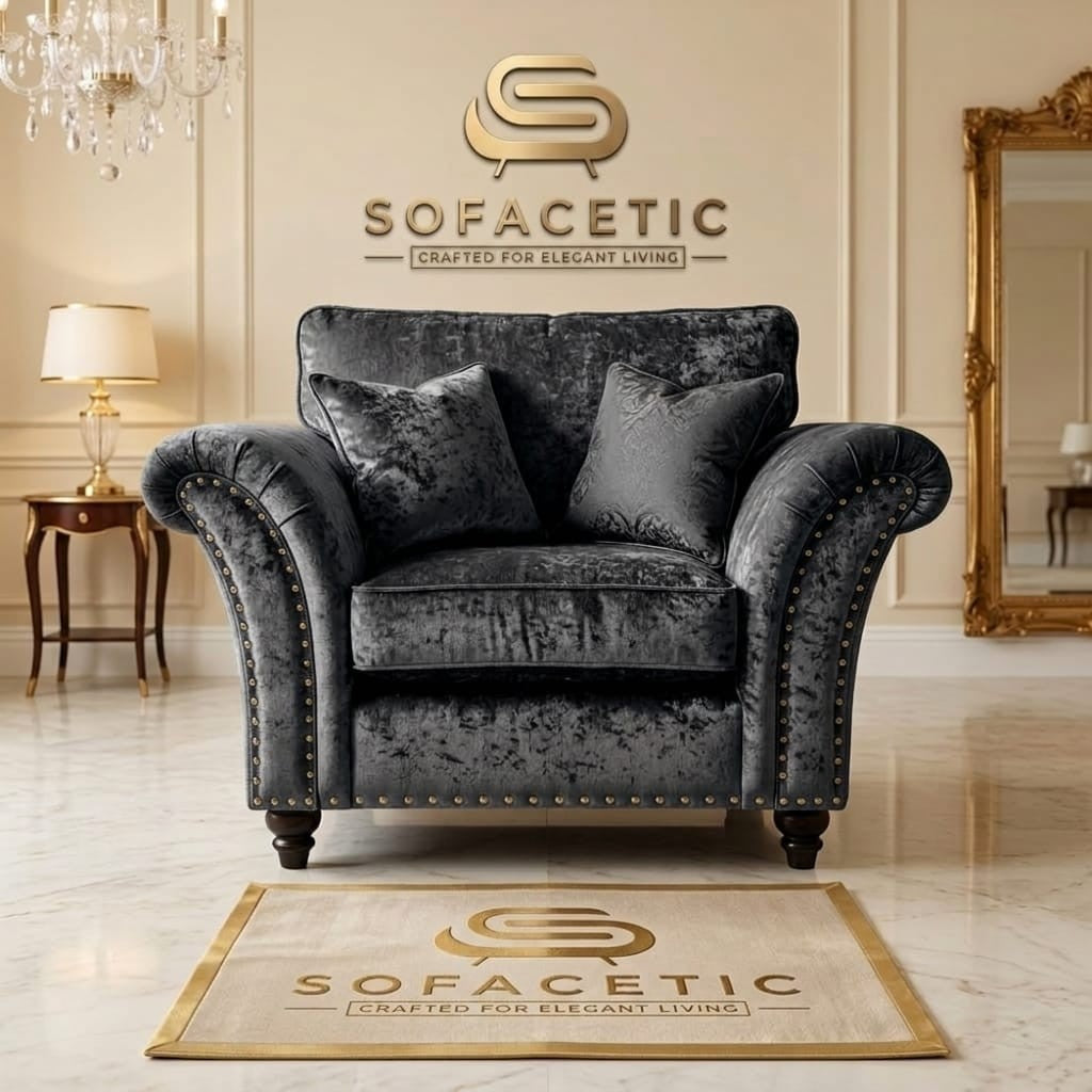 Juxen Crush Velvet Designer Sofa Set
