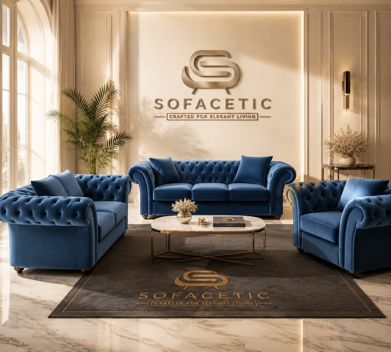 Nicole Plush velvet  Luxury Sofa Set