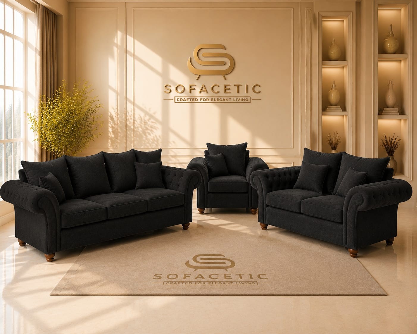 Nicole Naple Fabric Luxury Sofa Set