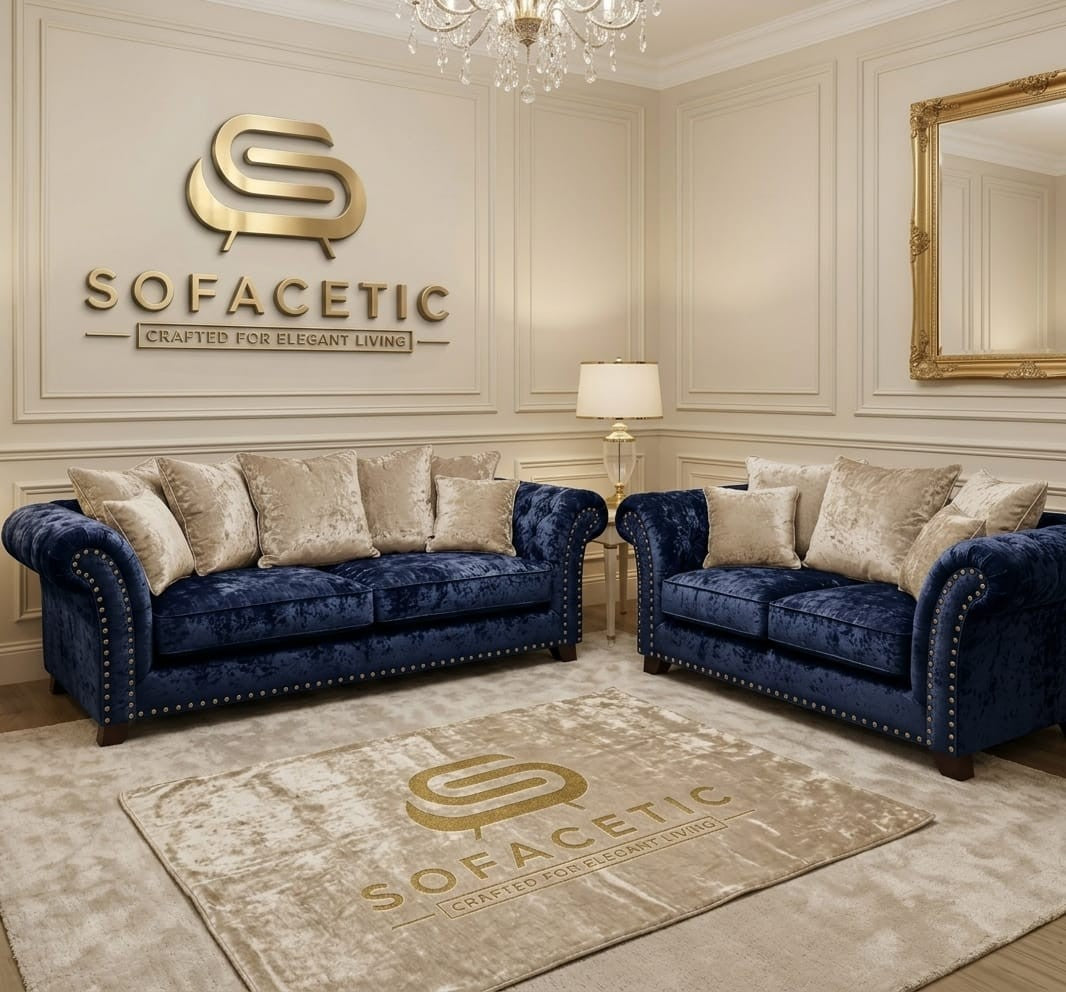 Juxen Crush Velvet Designer Sofa Set