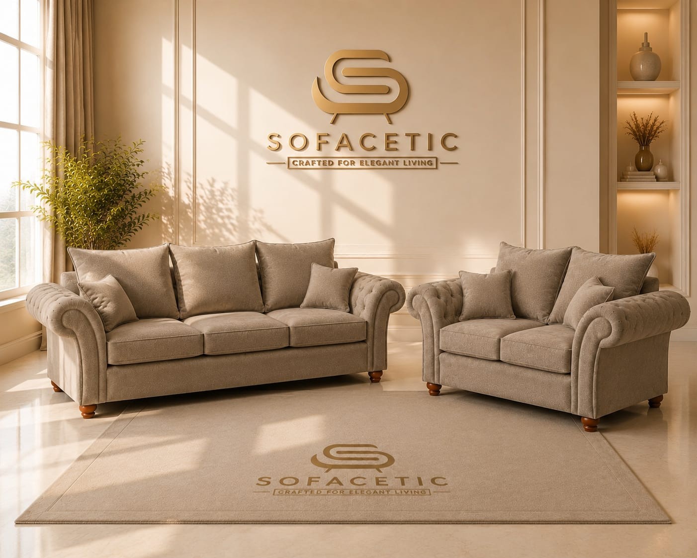 Nicole Naple Fabric Luxury Sofa Set