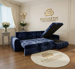 Napnest Crush Velvet Corner Sofa Bed