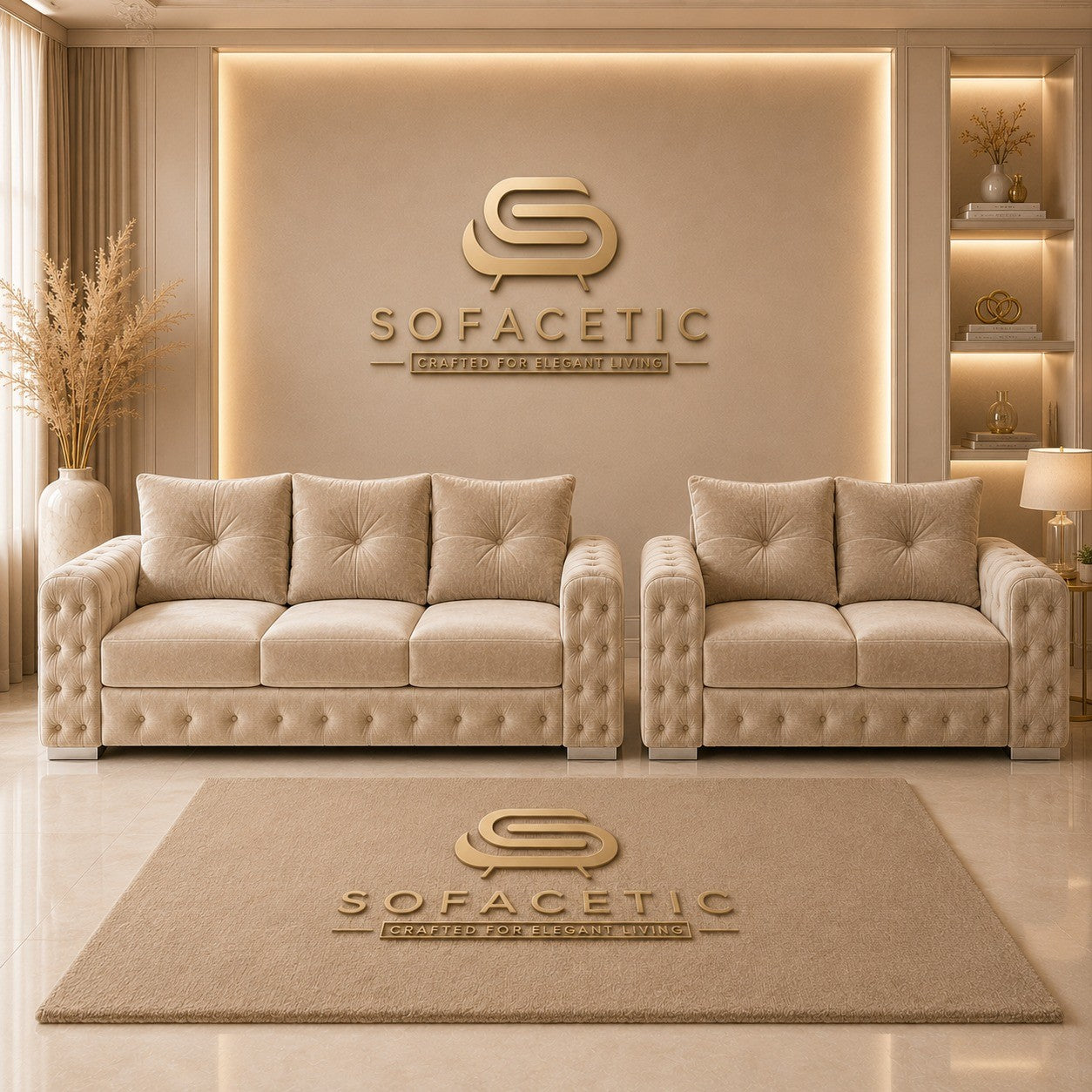 Urban Plush velvet Living Sofa Set