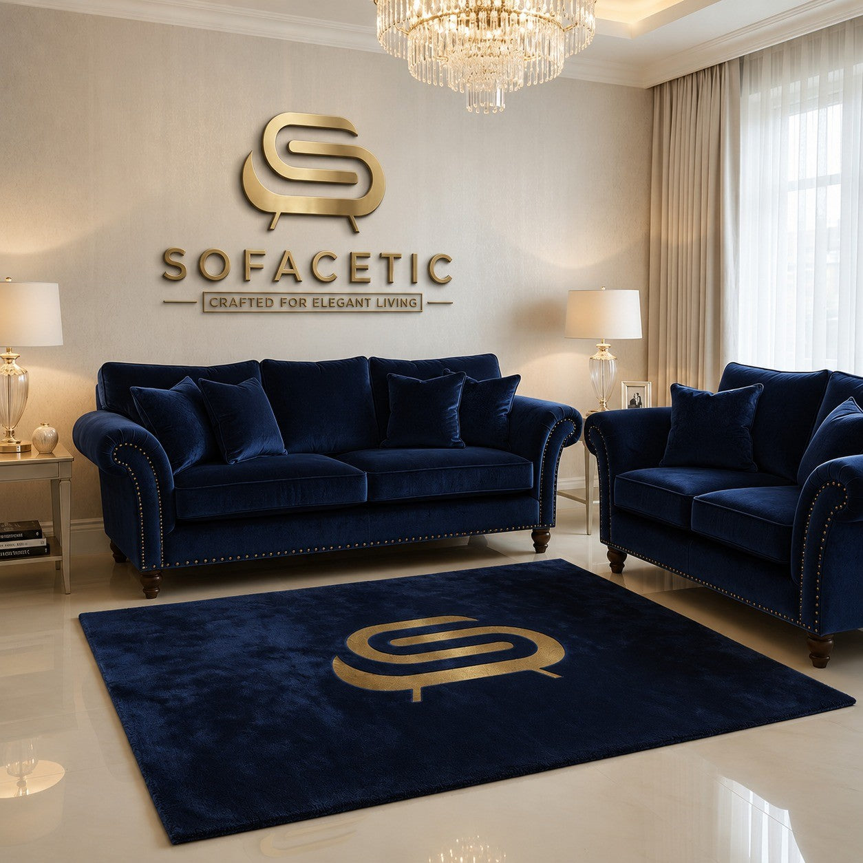 Juxen Plush Velvet Designer Sofa Set