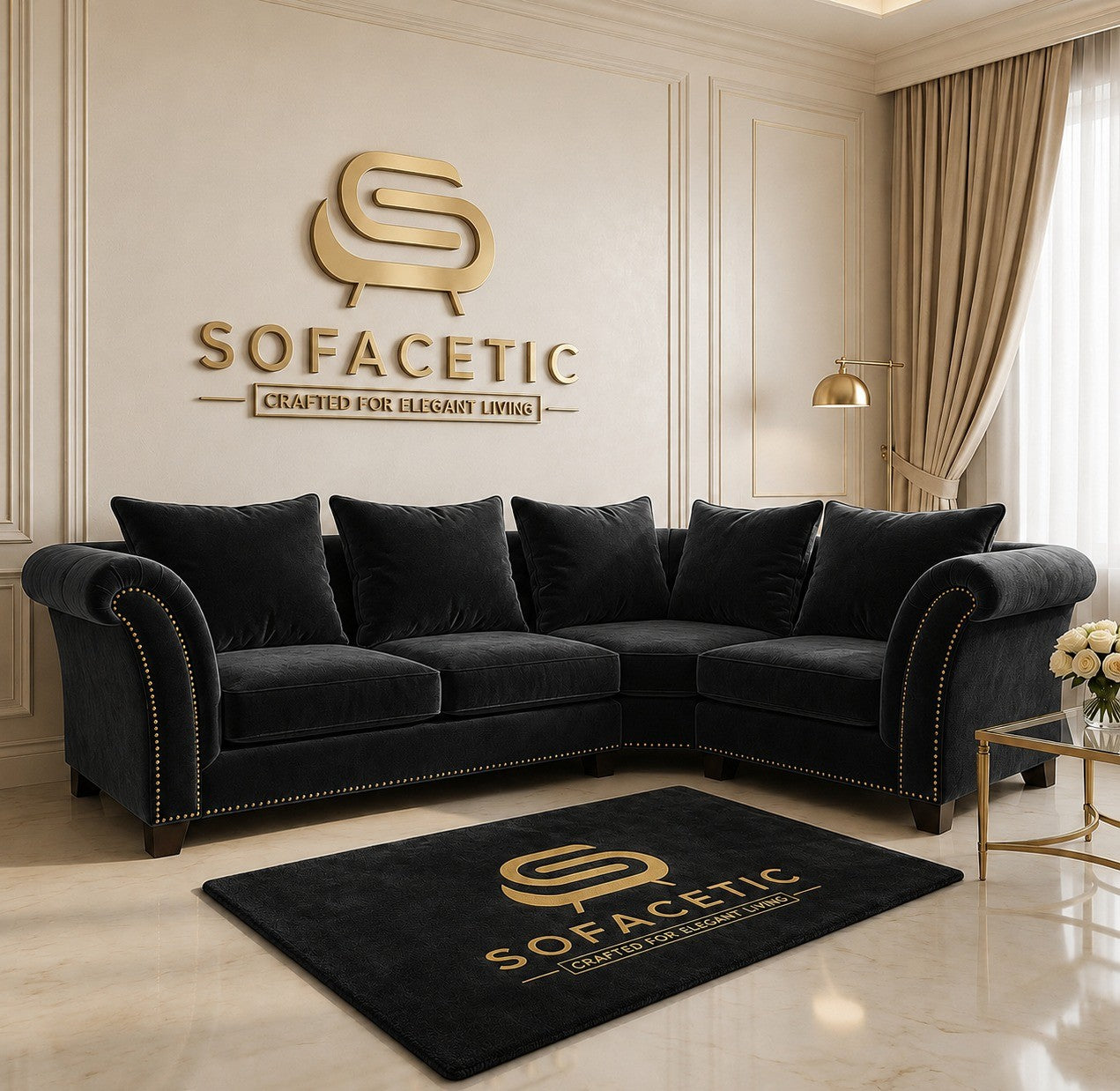 Juxen Plush Velvet Designer Sofa Set