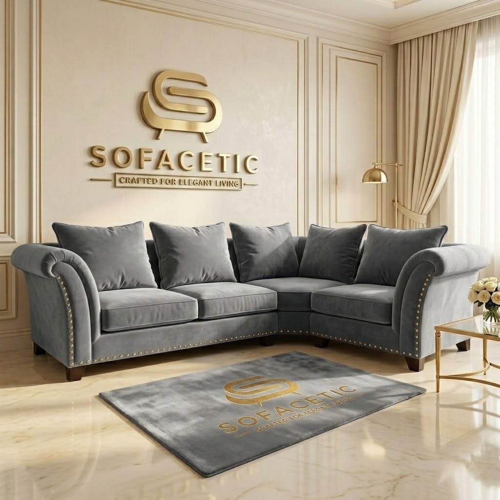 Juxen Plush Velvet Designer Sofa Set