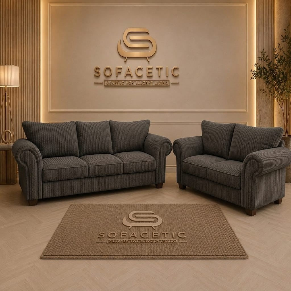 Monzi Jumbo Cord Contemporary Sofa Set