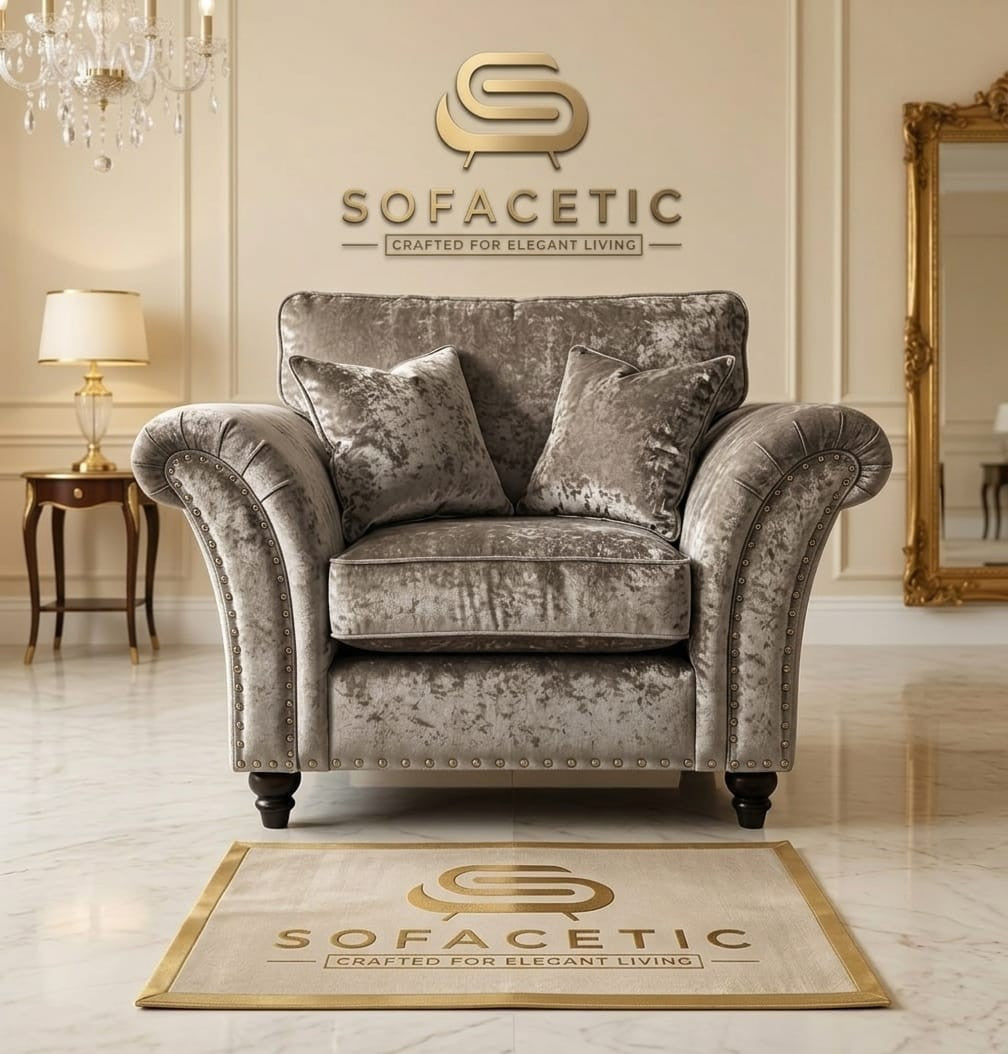 Juxen Crush Velvet Designer Sofa Set