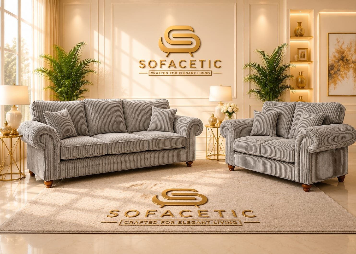 Nicole Jumbo Cord  Luxury Sofa Set