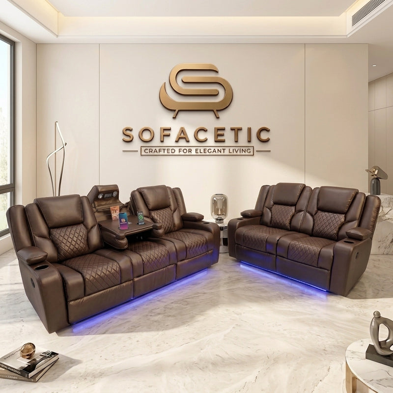 Orlando Recliner Sofa Brown Set