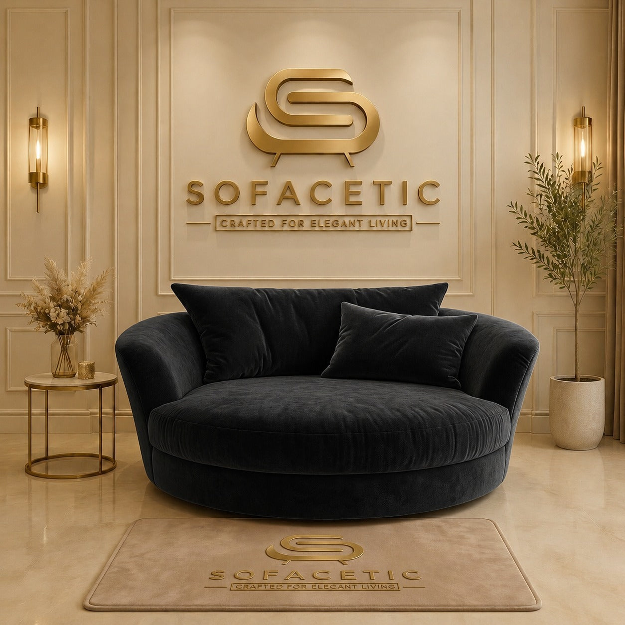 Rivo Plush  Velvet Fabric Sofa Set