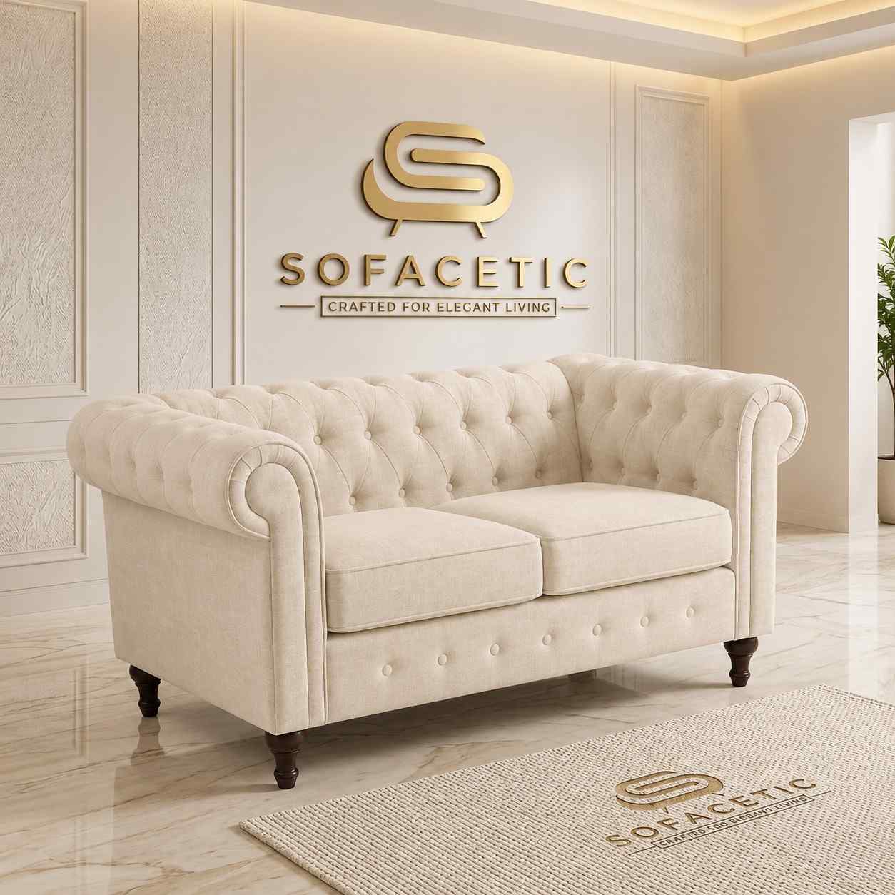 Olympia Chesterfield  Chenile  Sofa Set