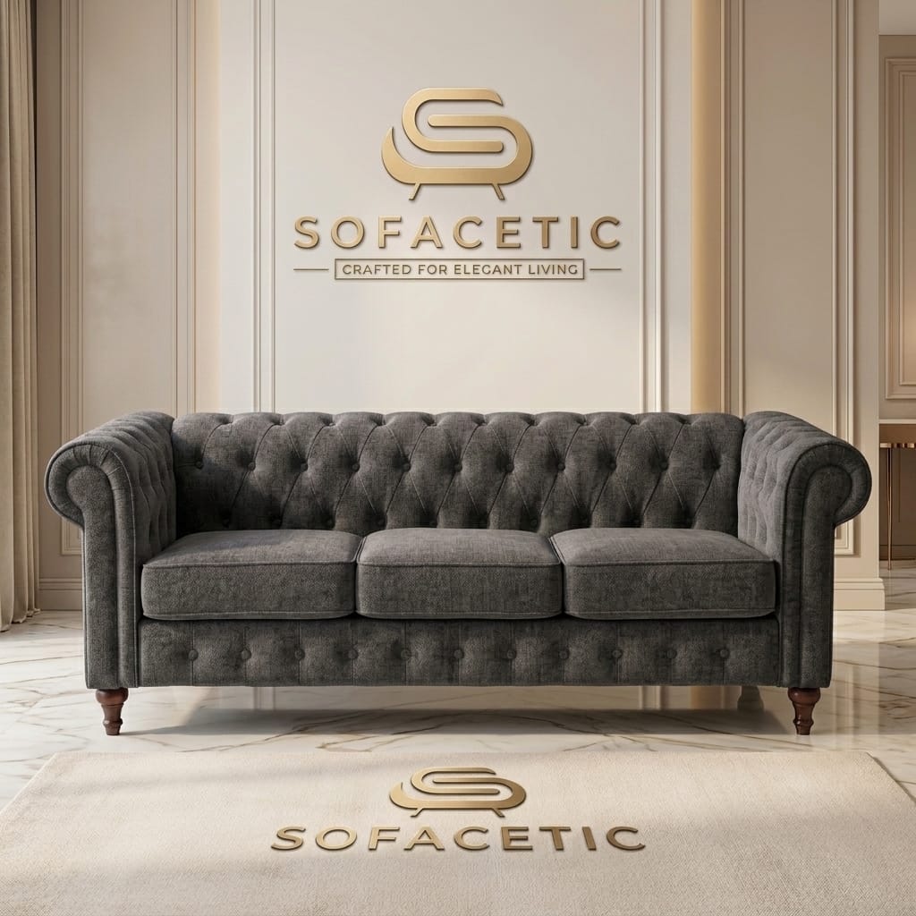 Olympia Chesterfield  Chenile  Sofa Set