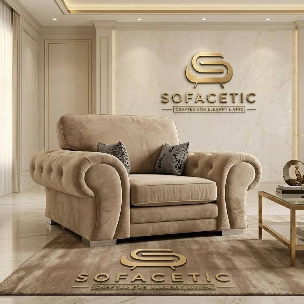 Brixa Plush Velvet Fabric Modern Sofa Set