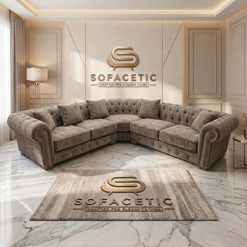 Olympia Chesterfield  Chenile  Sofa Set