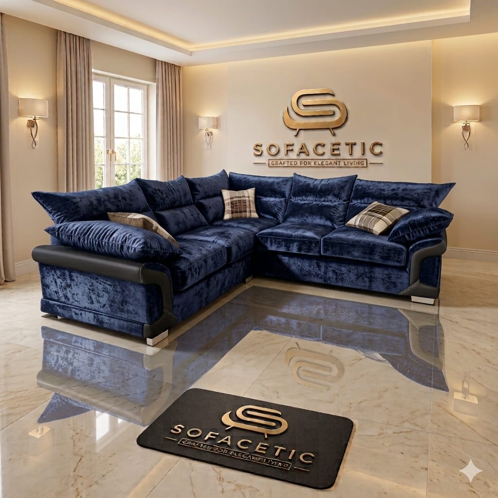 Dino Crushed Velvet Modern Sofa Set