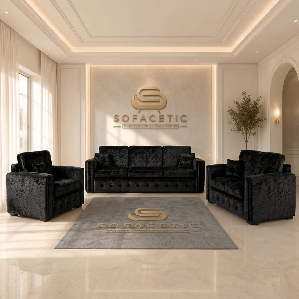Ruby Alaska Crush Velvet  Sofa Set