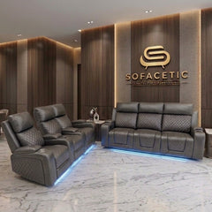 Florida Leather Suite Sofa Grey Set