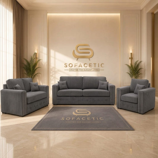 Ruby Alaska Jumbo cord Sofa Set