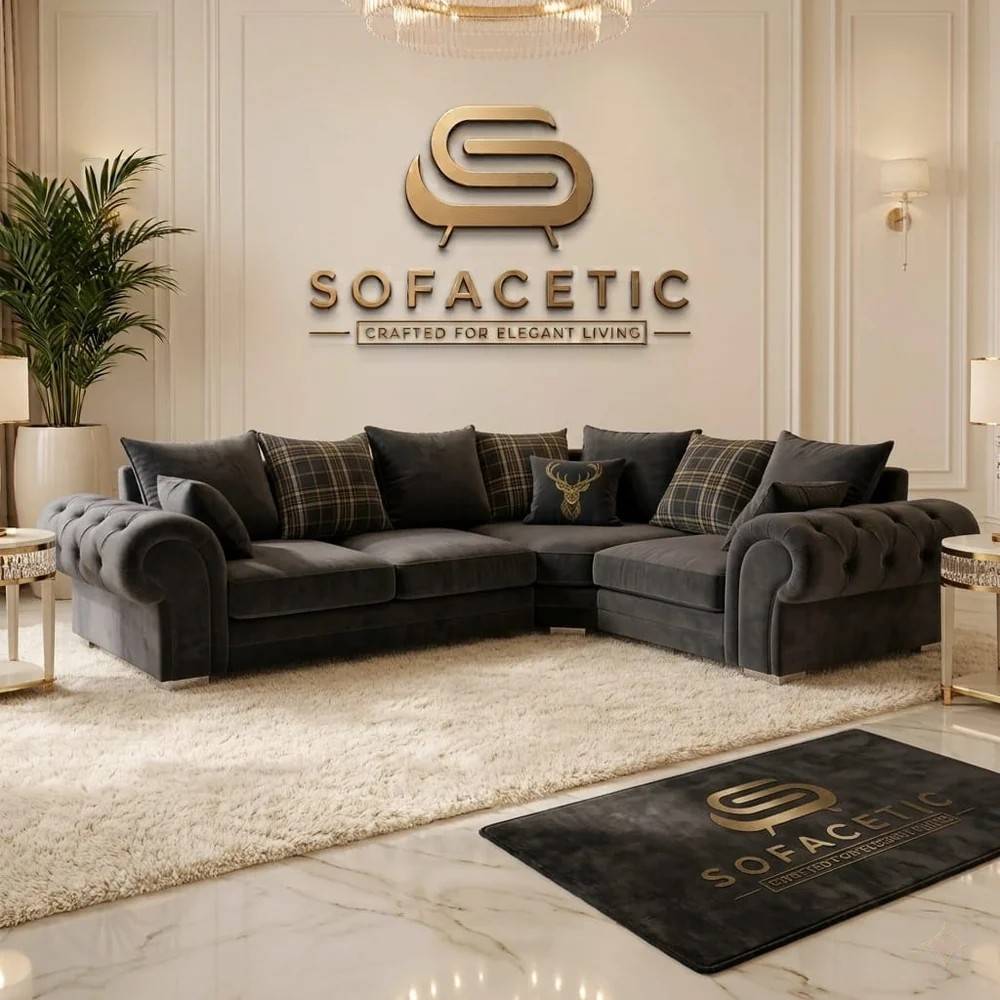 Brixa Plush Velvet Fabric Modern Sofa Set