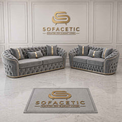 Madrid Plush Velevt Chesterfield Sofa Set