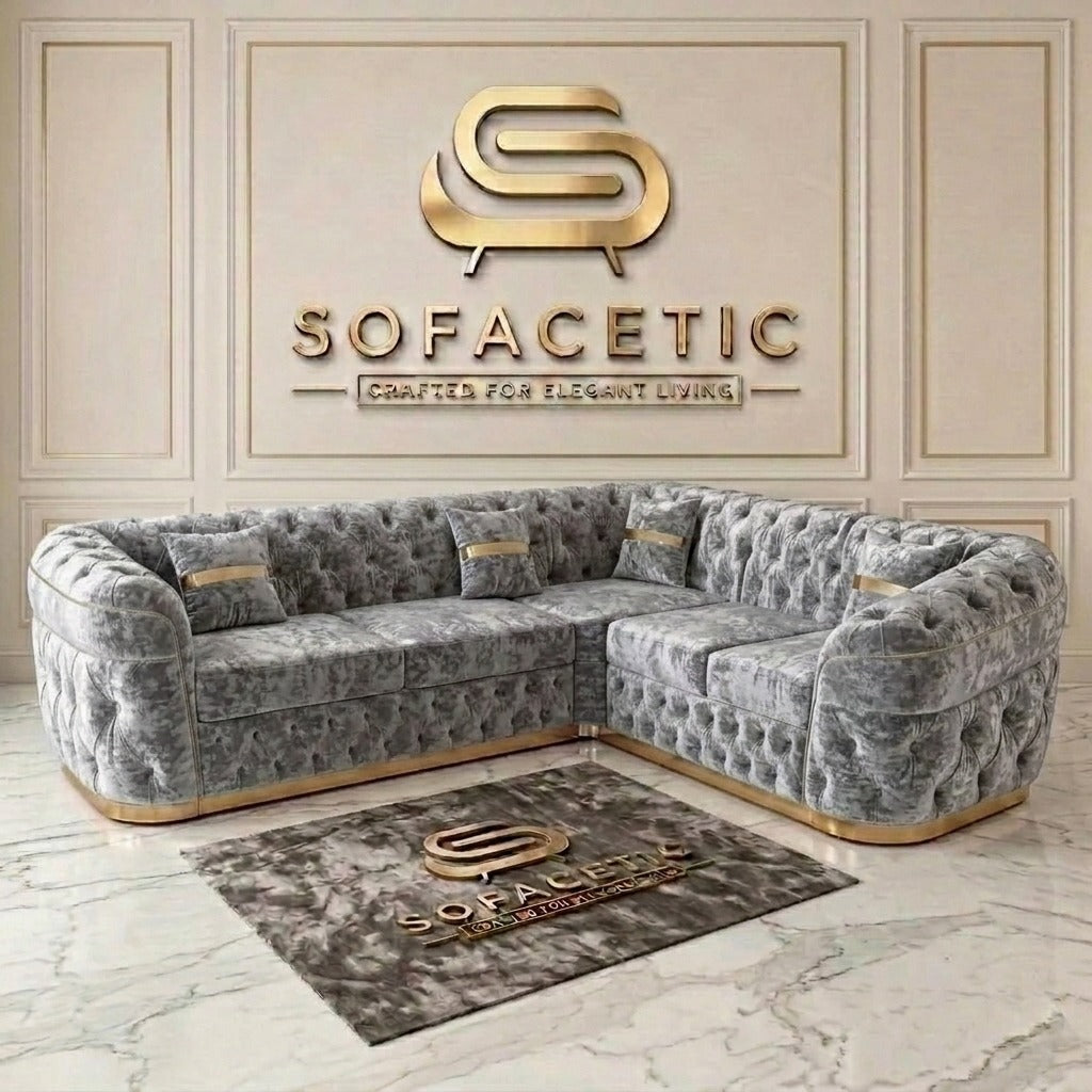 Madrid Crush Velevt Chesterfield Sofa Set