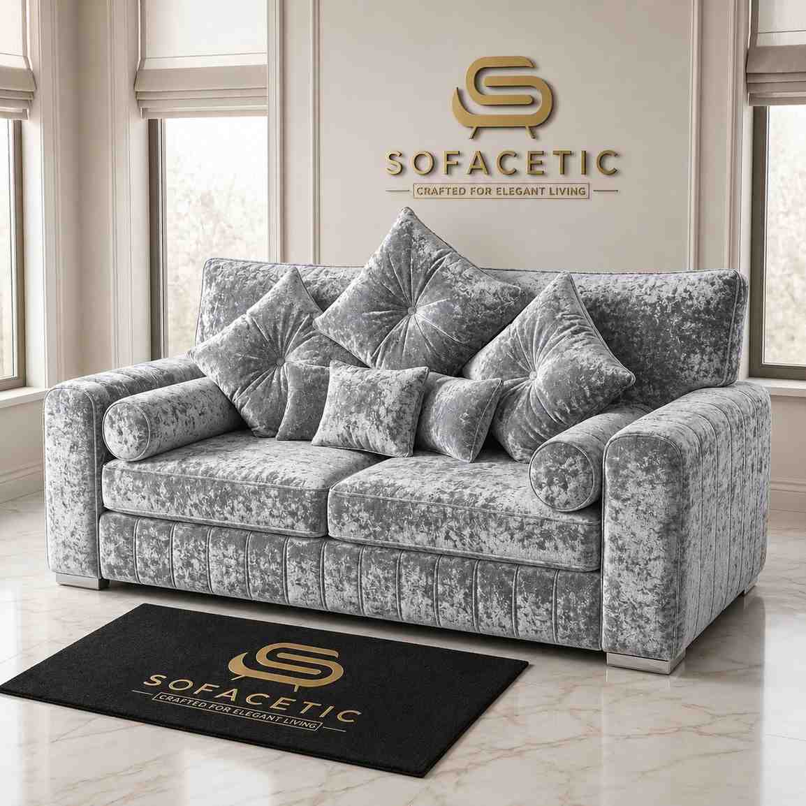 Lilly Crush Velvet Fabric Luxury Sofa Set