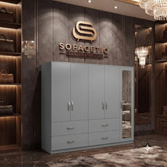 5 Door Grey color Wardrobe