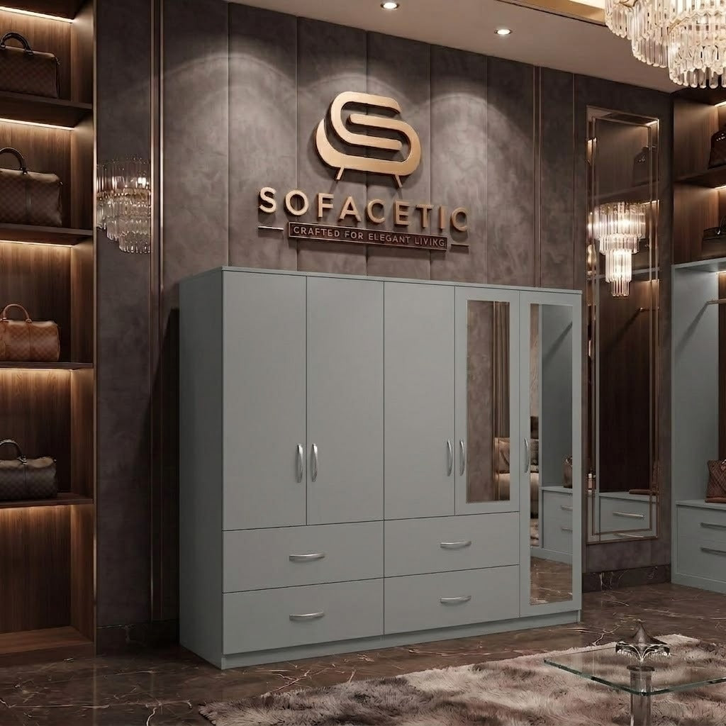 5 Door Grey color Wardrobe