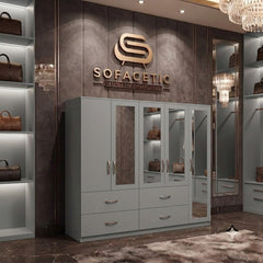 5 Door Grey color Wardrobe