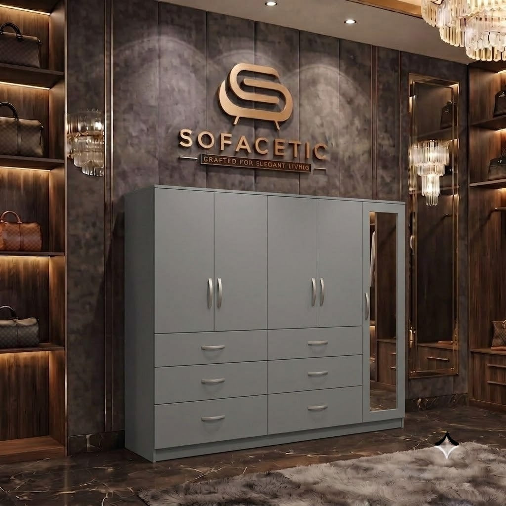 5 Door Grey color Wardrobe