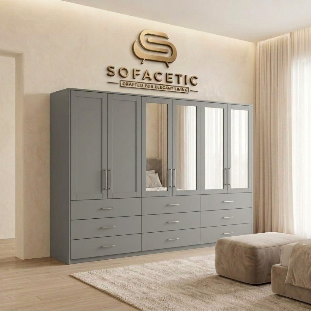 6 Door Grey color Wardrobe