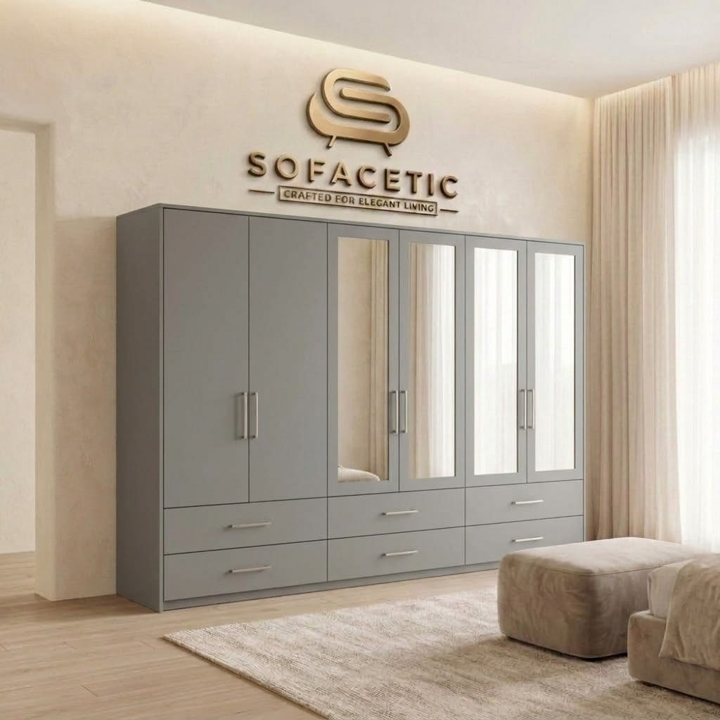 6 Door Grey color Wardrobe