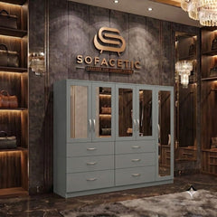 5 Door Grey color Wardrobe