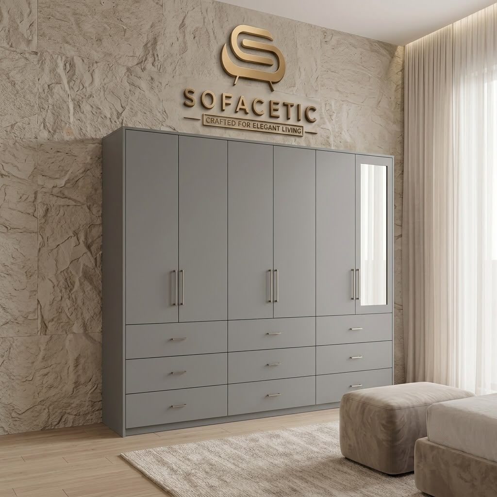 6 Door Grey color Wardrobe