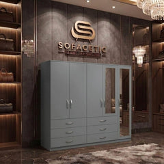 5 Door Grey color Wardrobe