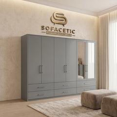 6 Door Grey color Wardrobe